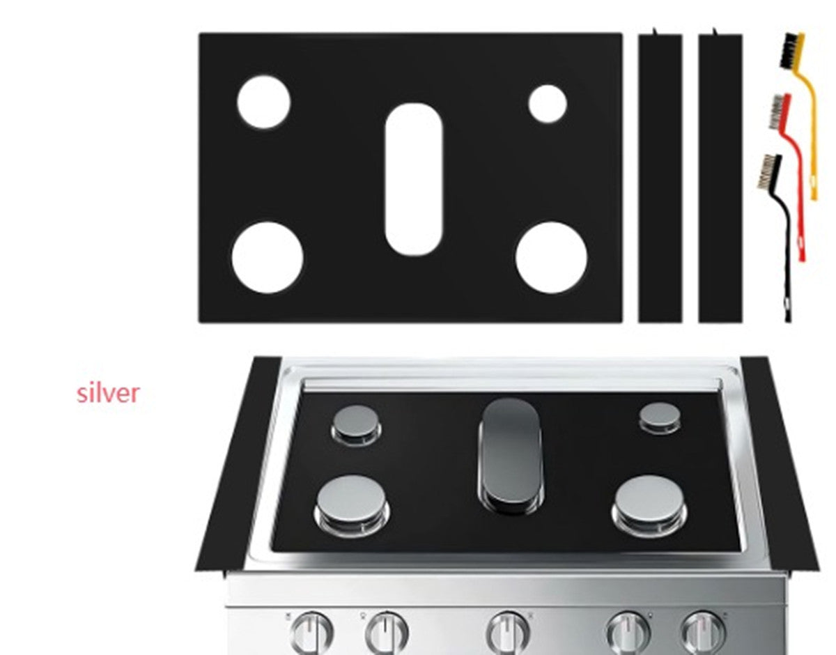 Five-hole Gas Burner Pad for easy gas stove cleaning, featuring sleek black Teflon design, modern simplicity style.