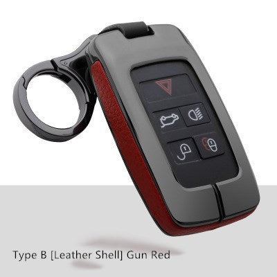Car key protection case in gun red leather shell for Land Rover/Jaguar smart keys.