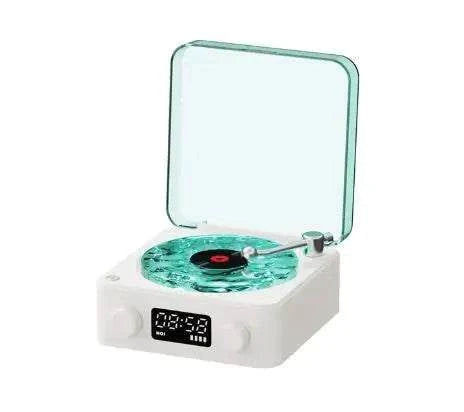 compact portable turntable bluetooth speaker with rotating water ripple and sleep sound features