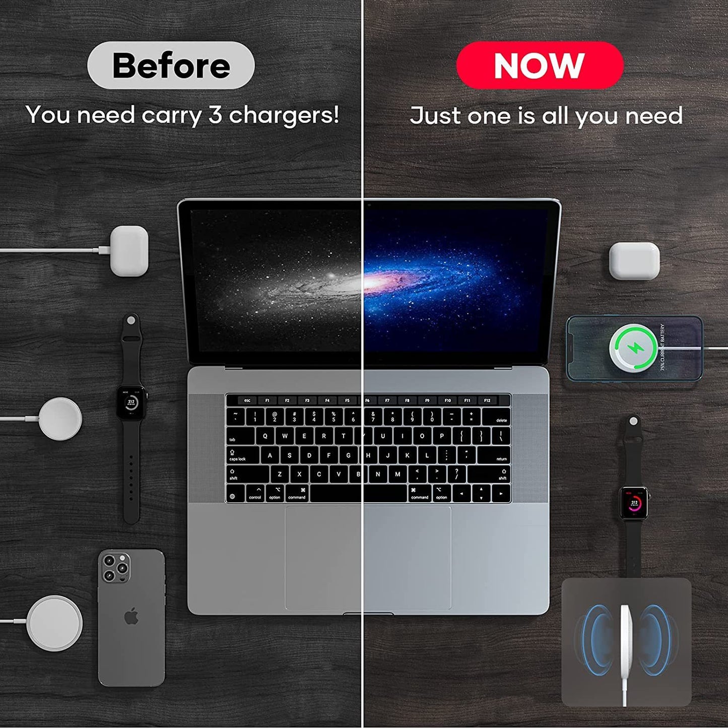 Watch Earphone Wireless Charger Magnetic Three In One