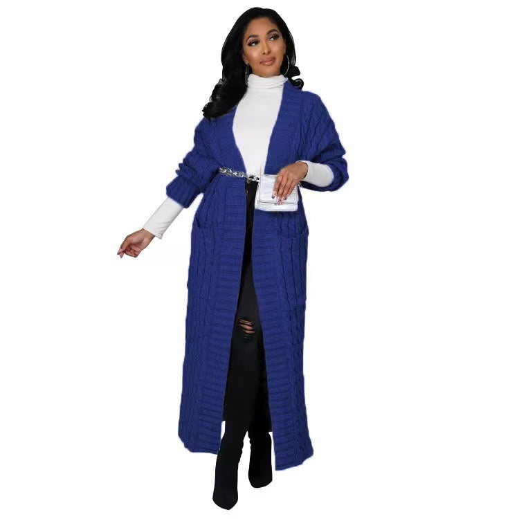 Women's Clothing Fashion Long Sleeve Long Sweater Coat