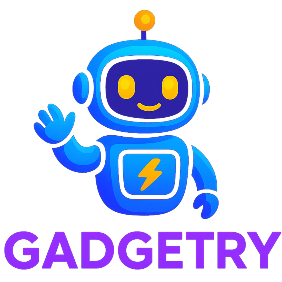 Top online stores for buying gaming gear with a friendly robot mascot waving.