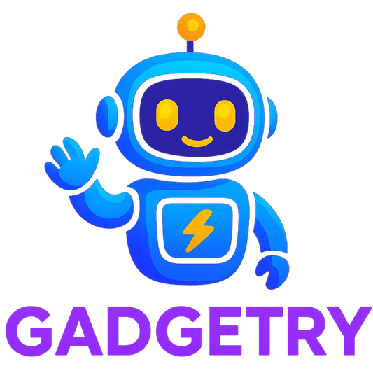 Top online stores for buying gaming gear with a friendly robot mascot waving.