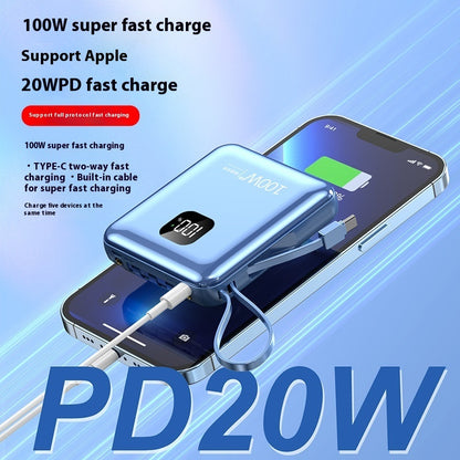 Mini-portable With Cable 20000 MA Power Bank PD225W Mobile Power Supply