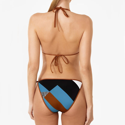 Skinny Print Split Swimsuit Bikini