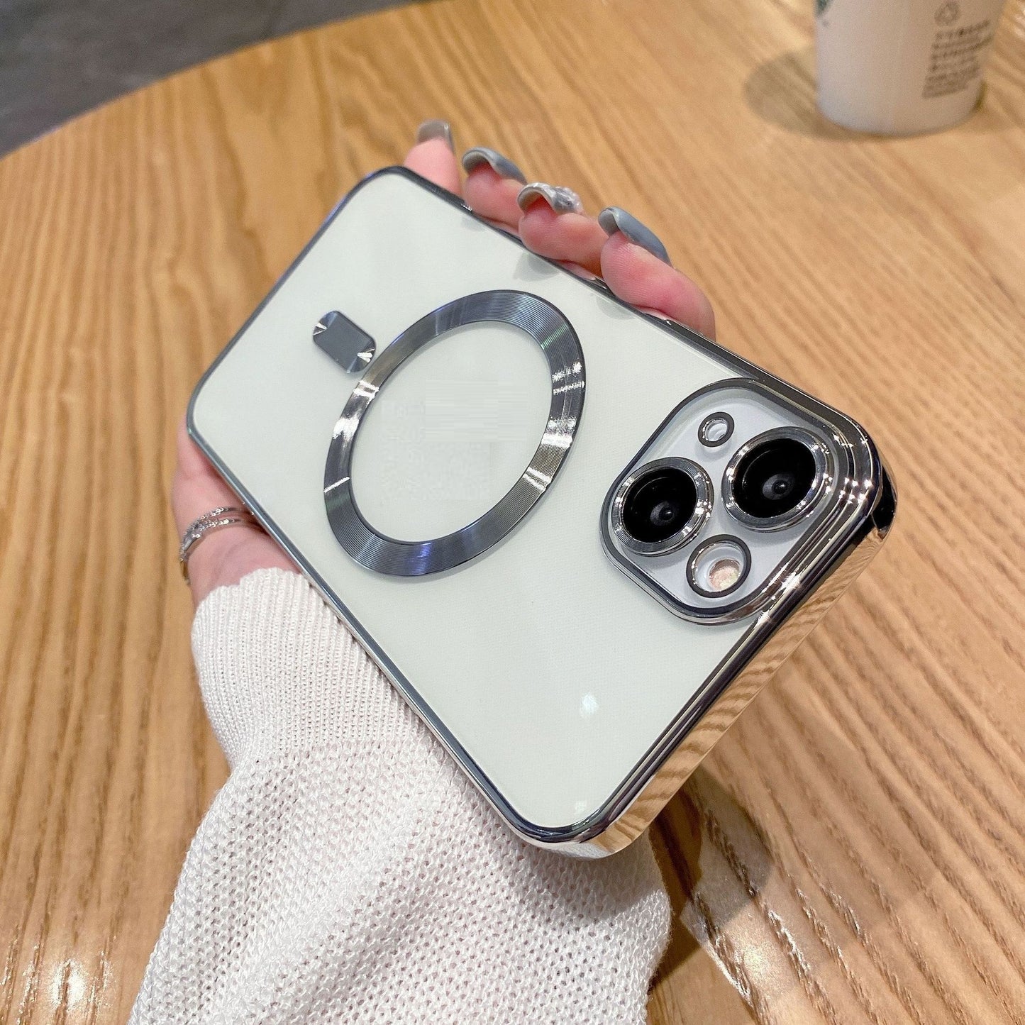 Magnetic Wireless Charger Electroplating Lens Protector Phone Case