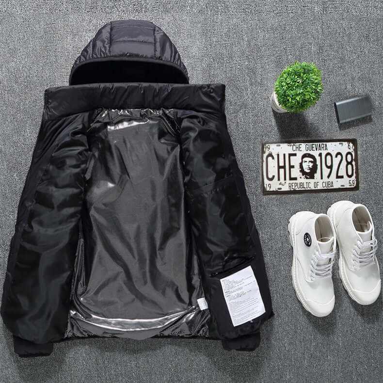 Heated Jacket Coat in blue, black, and red with 🔥hot heating zones for organic warmth control, stylish and lightweight design.