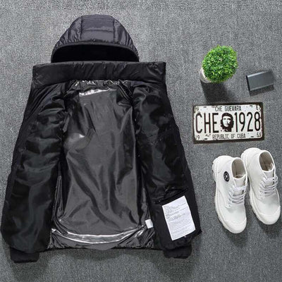 Heated Jacket Coat in blue, black, and red with 🔥hot heating zones for organic warmth control, stylish and lightweight design.