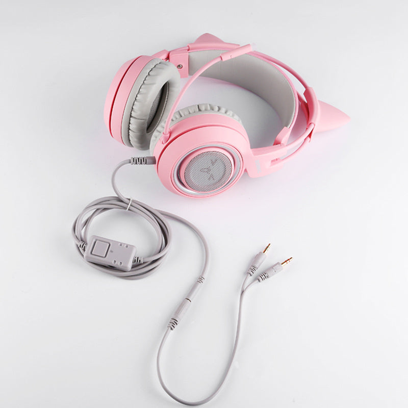 G951s  Girl Cat Ear Gaming Headphone 3.5mm Plug Cute Headset For PC One PS4 Phone Pad Girl Kids Gaming Headset