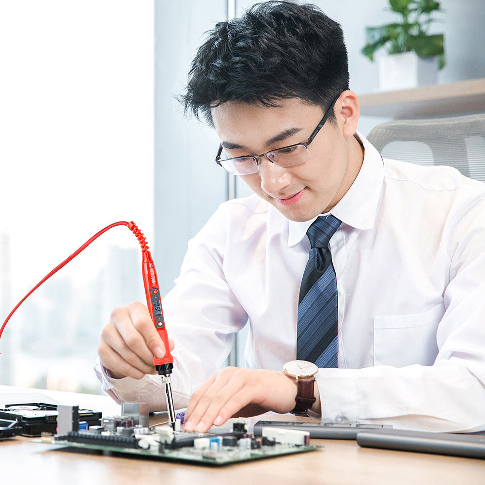 Adjustable temperature electric iron set