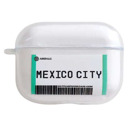 Compatible with Apple, Plane ticket cover city bar code label headphone case for Airpods Pro