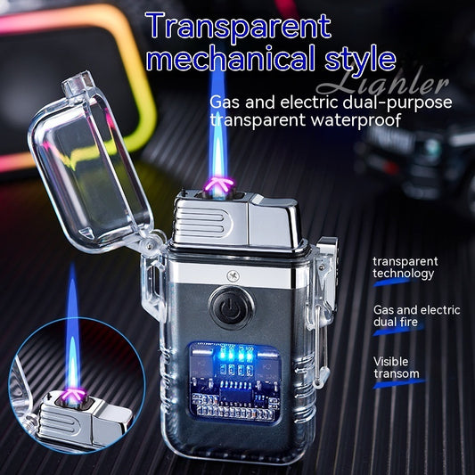 Gas-electric Dual-purpose Transparent Case Double Windproof Gas Lighters