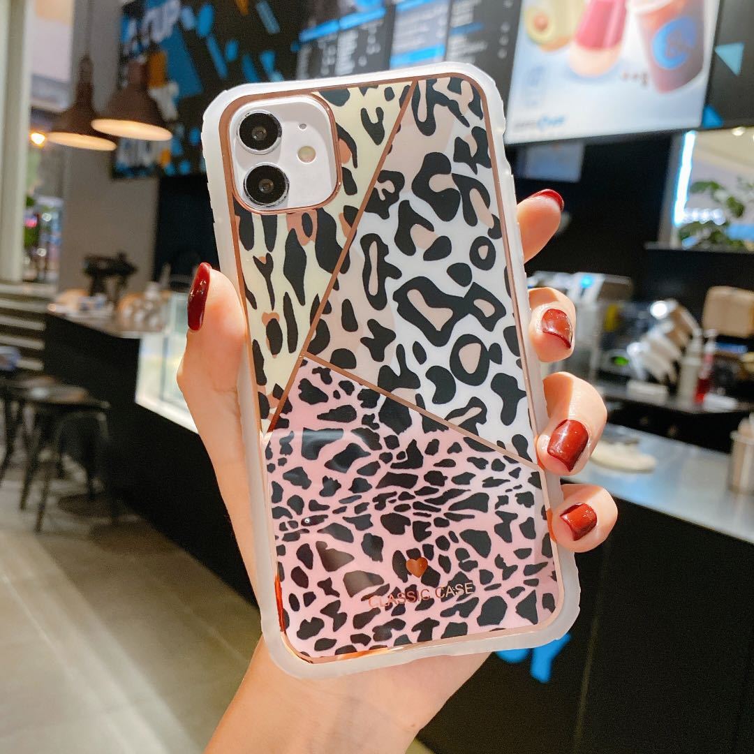 Love leopard print small waist protective cover phone case for iPhone in stylish colors and modern design.