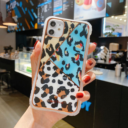 Love leopard print small waist protective cover phone case for iPhone with colorful animal patterns.
