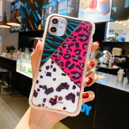 Love leopard print small waist protective cover phone case for iPhone, featuring vibrant colors and stylish design.