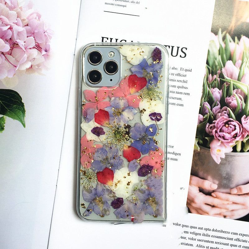 Compatible with Apple , Real Dried Flower Phone Case For I Soft Shell Female