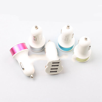 Color round metal ring 2A steel ring aluminum alloy car phone charger dual USB nipple car charger