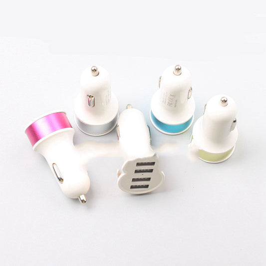Color round metal ring 2A steel ring aluminum alloy car phone charger dual USB nipple car charger