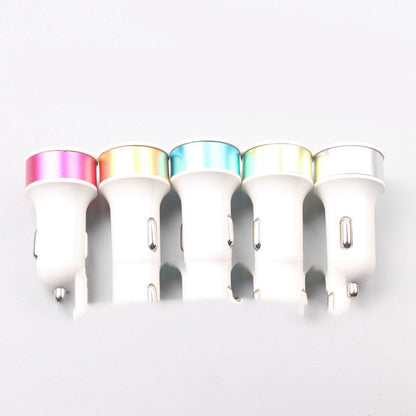 Color round metal ring 2A steel ring aluminum alloy car phone charger dual USB nipple car charger