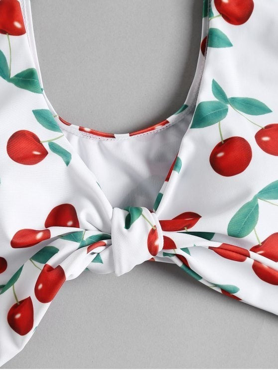 Bikini Split Swimsuit Cherry Print Swimsuit Lace