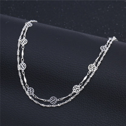 Hollow Anklet Clip Bead Silver Jewelry