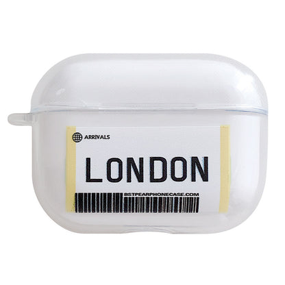 Compatible with Apple, Plane ticket cover city bar code label headphone case for Airpods Pro