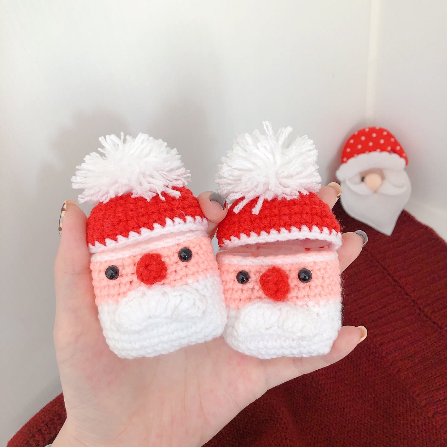 Compatible with Apple, Plush Knitted Santa Claus Earphone Case  Soft Wireless Bluetooth Headphone Cover