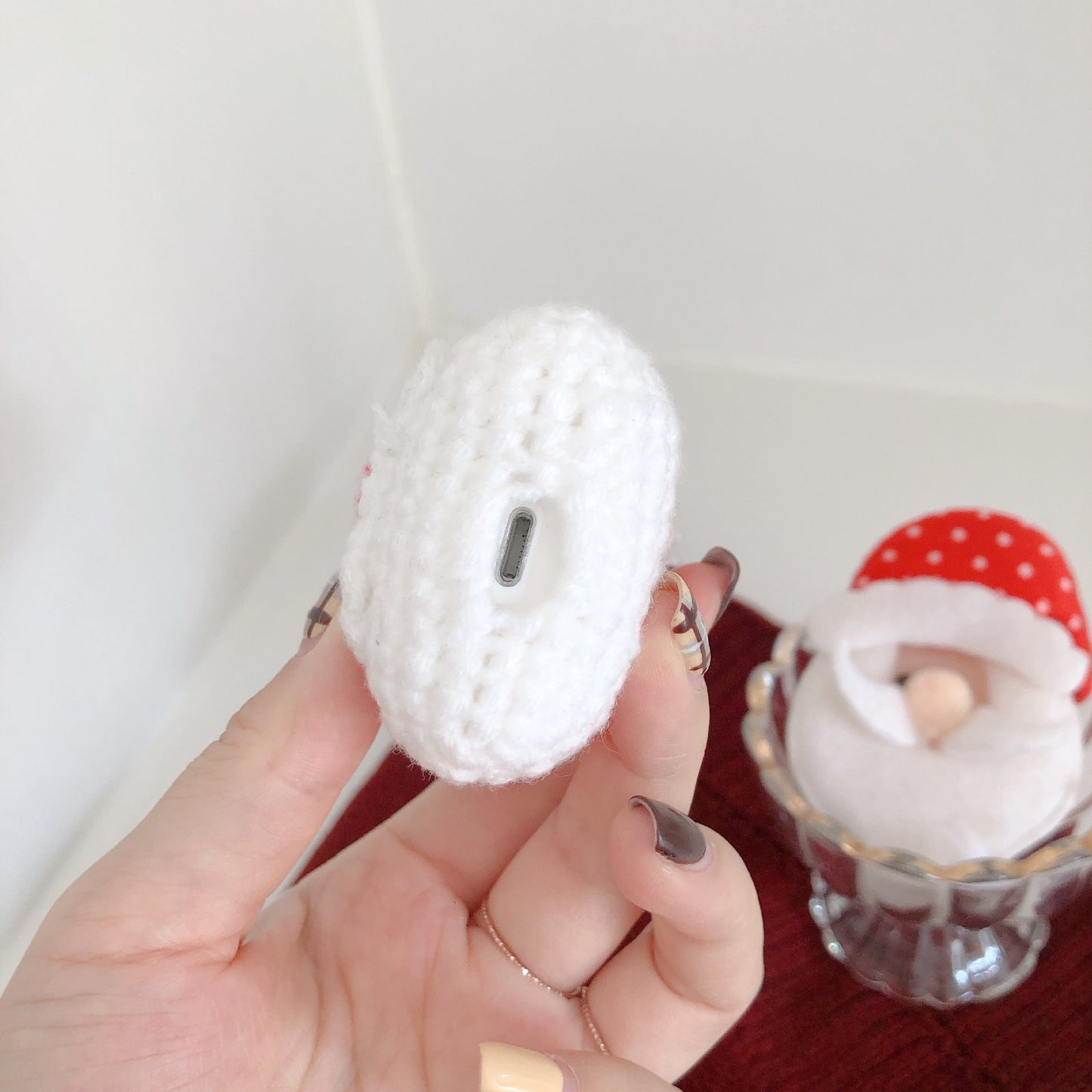 Compatible with Apple, Plush Knitted Santa Claus Earphone Case  Soft Wireless Bluetooth Headphone Cover