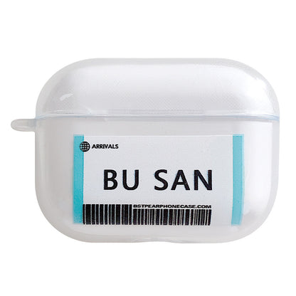 Compatible with Apple, Plane ticket cover city bar code label headphone case for Airpods Pro