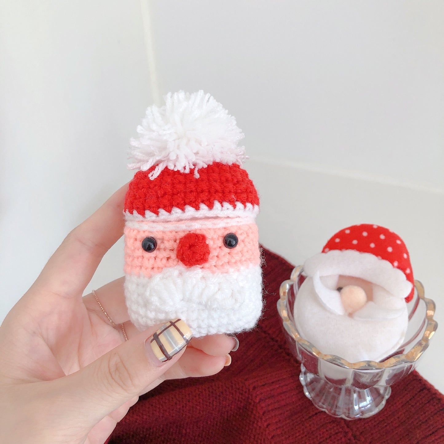Compatible with Apple, Plush Knitted Santa Claus Earphone Case  Soft Wireless Bluetooth Headphone Cover