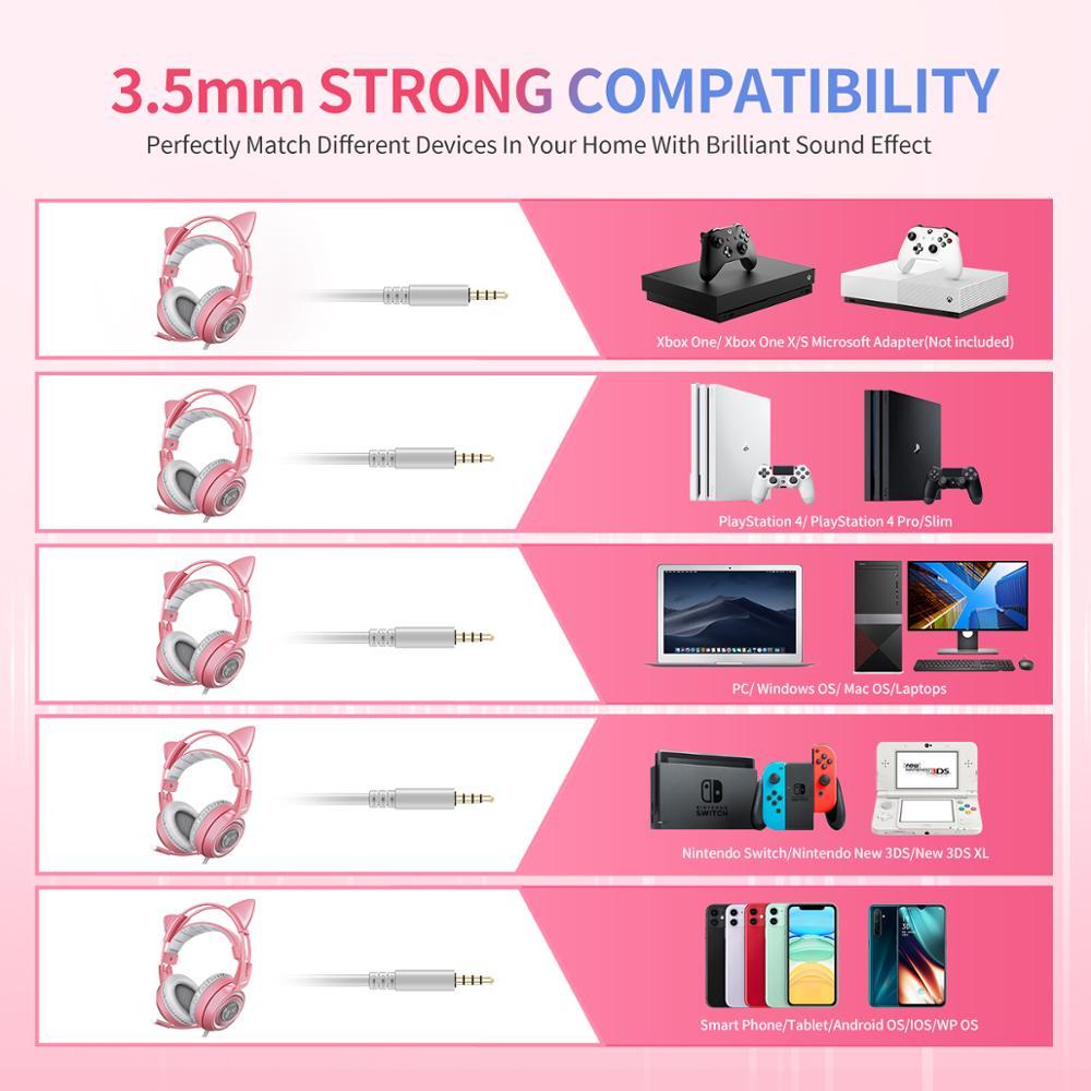G951s  Girl Cat Ear Gaming Headphone 3.5mm Plug Cute Headset For PC One PS4 Phone Pad Girl Kids Gaming Headset