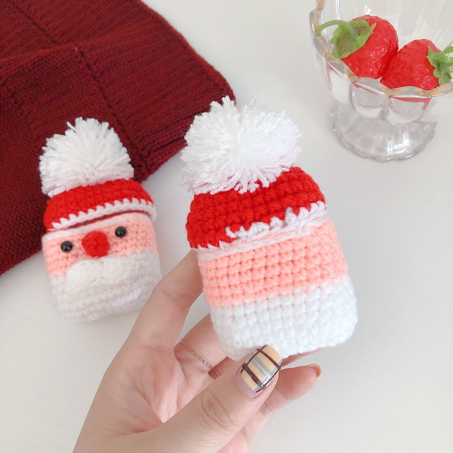 Compatible with Apple, Plush Knitted Santa Claus Earphone Case  Soft Wireless Bluetooth Headphone Cover