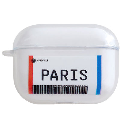 Compatible with Apple, Plane ticket cover city bar code label headphone case for Airpods Pro