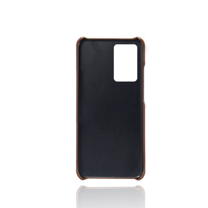 Mobile Phone Case Double Card Phone Case compatible with Samsung, made from PC and Leather, brown solid color design.