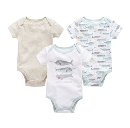Baby onesies three-piece suit new cotton short-sleeved sweater baby clothes clothes