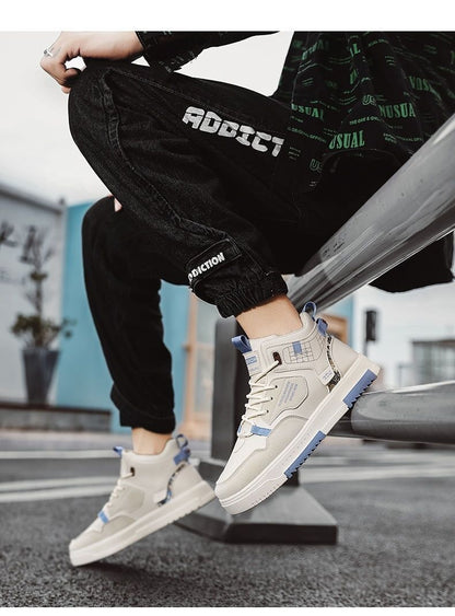 High-top Shoes Men's Flat Sneakers Trendy Versatile Student Casual Shoes Pumps