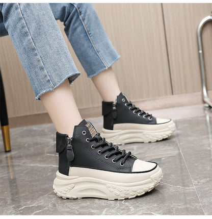 Round Toe Shoes Platform Height Increasing Casual Sneakers
