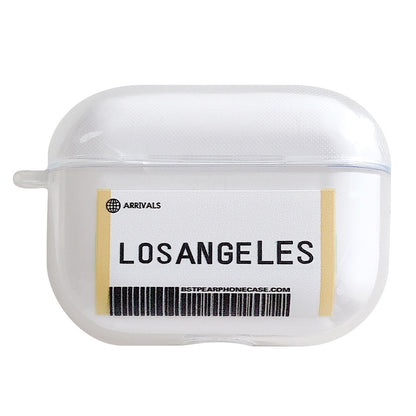 Compatible with Apple, Plane ticket cover city bar code label headphone case for Airpods Pro