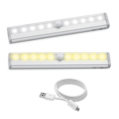 LED sensor light with infrared technology, USB charging cable, energy-efficient cabinet light.