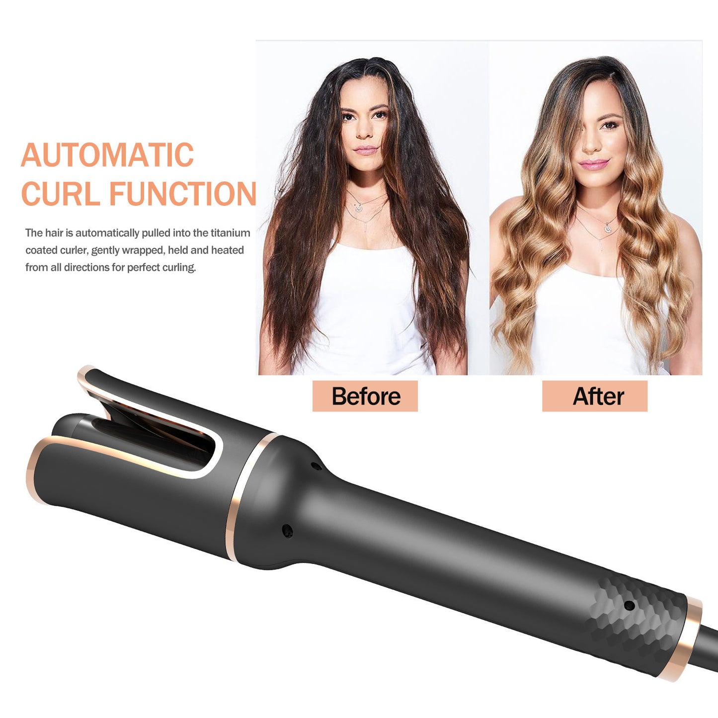 Black Automatic Spiral Electric Curling Iron