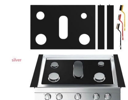Five-hole Gas Burner Pad for easy gas stove cleaning, featuring sleek black Teflon design, modern simplicity style.