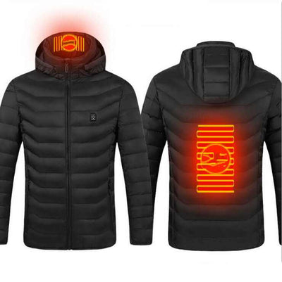 Heated Jacket Coat in blue, black, and red with 🔥hot heating zones for organic warmth control, stylish and lightweight design.