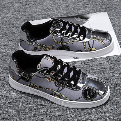 Low Cut Casual Sneakers Printed Breathable Men's Shoes