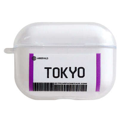 Compatible with Apple, Plane ticket cover city bar code label headphone case for Airpods Pro