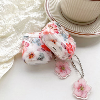 Bluetooth Earbuds Case Protective Cover Simple Watercolor Flower