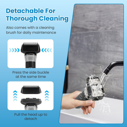 Electric Foil Face Shaver 5-Blade Electric Razor For Men Wet & Dry Jawline Beard Trimmer Precision Sideburn Shavers IPX6 Waterproof With LED Display Cleaning Brushes