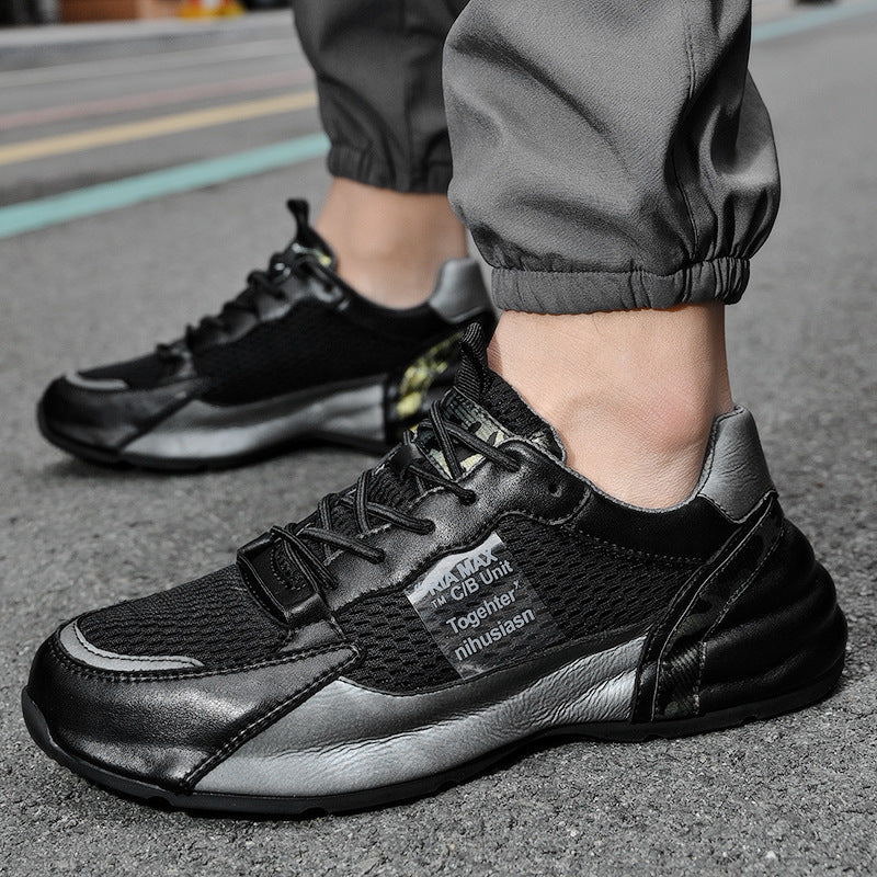 Breathable Mesh Cowhide Sole Sneakers