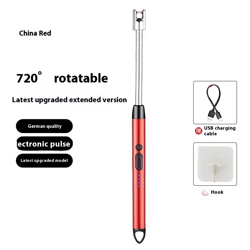 Kitchen Kitchen Burning Torch Gas Stove in China Red, 720° rotatable with USB charging and electronic pulse.