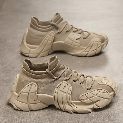 Fashion Lace Up Sock Shoes Men's Personalized Lightweight Running Walking Sneakers Thick Bottom Sneakers