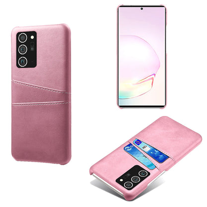 Mobile Phone Case Double Card Phone Case in pink leather, compatible with Samsung smartphones, showcasing card slots.